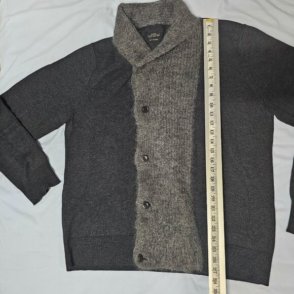 AllSaints Shawl Neck Cardigan Sweater Men Size XXL Gray Charcoal Cotton blend - Picture 8 of 12